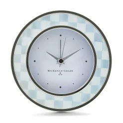 MacKenzie-Childs Sterling Check Silver Plated Round Desk Clock| Room Accents