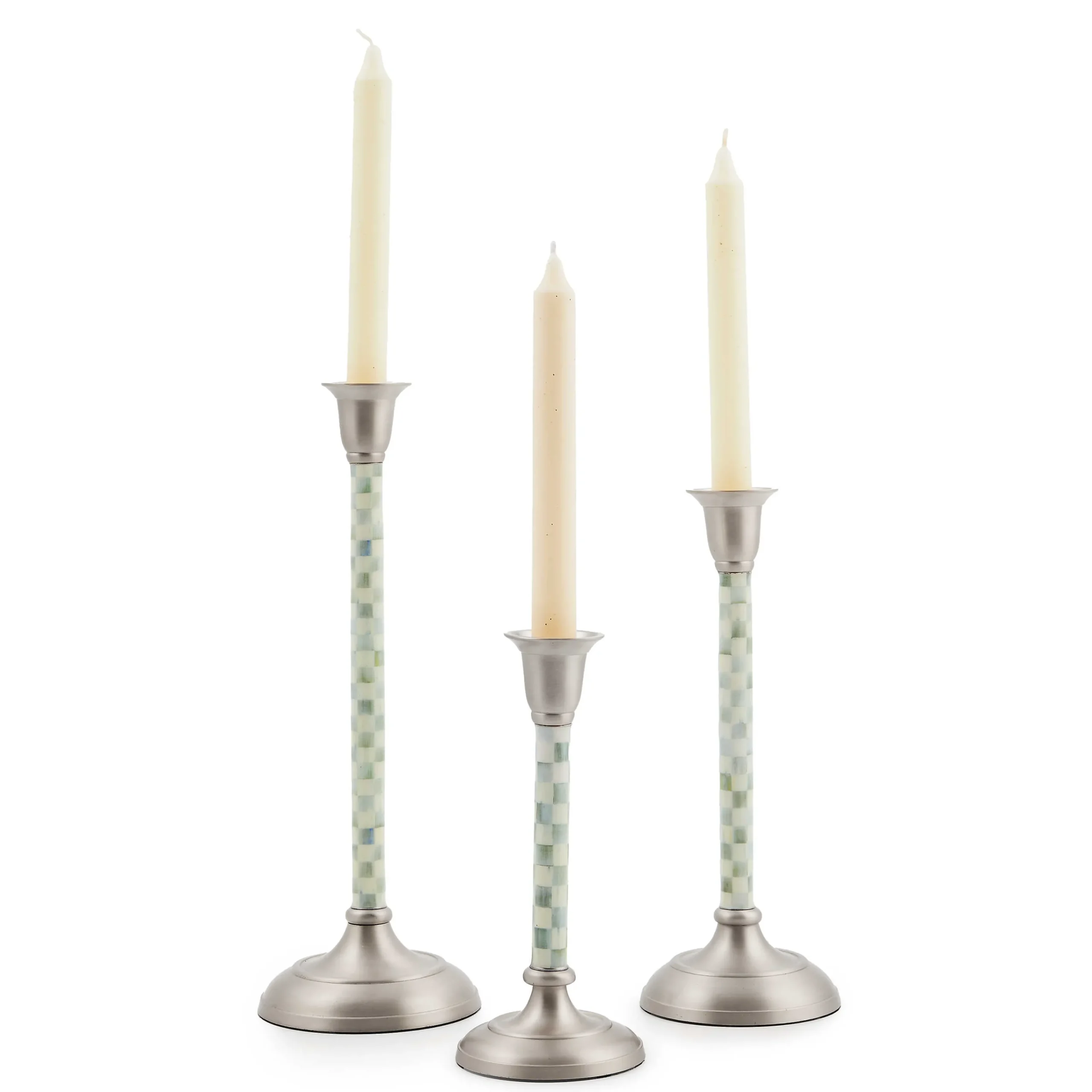 MacKenzie-Childs Sterling Check Small Candlestick| Candles & Fragrances|Table Accessories