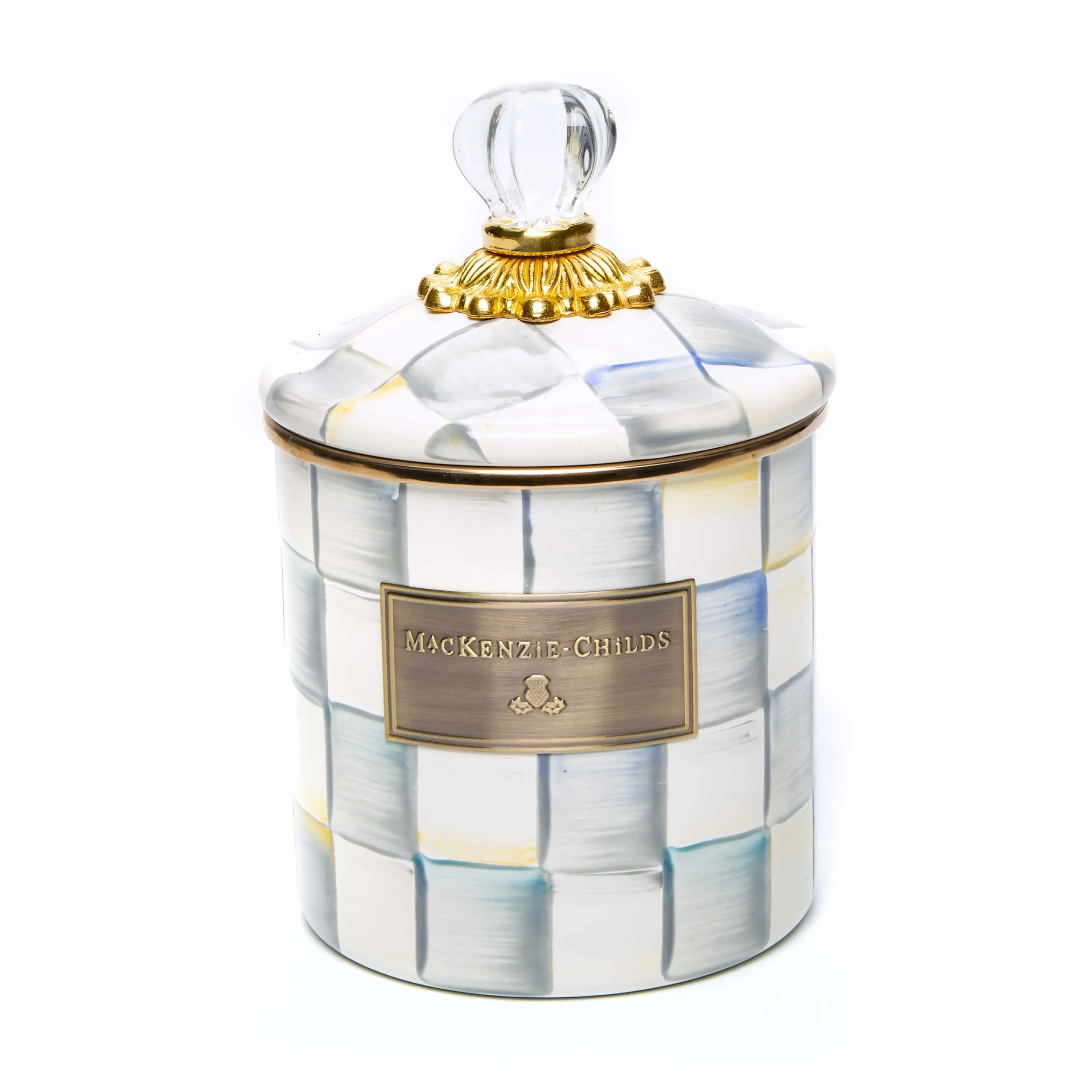 MacKenzie-Childs Sterling Check Small Canister| Room Accents|Kitchen Storage & Organization