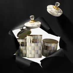 MacKenzie-Childs Sterling Check Small Canister| Room Accents|Kitchen Storage & Organization