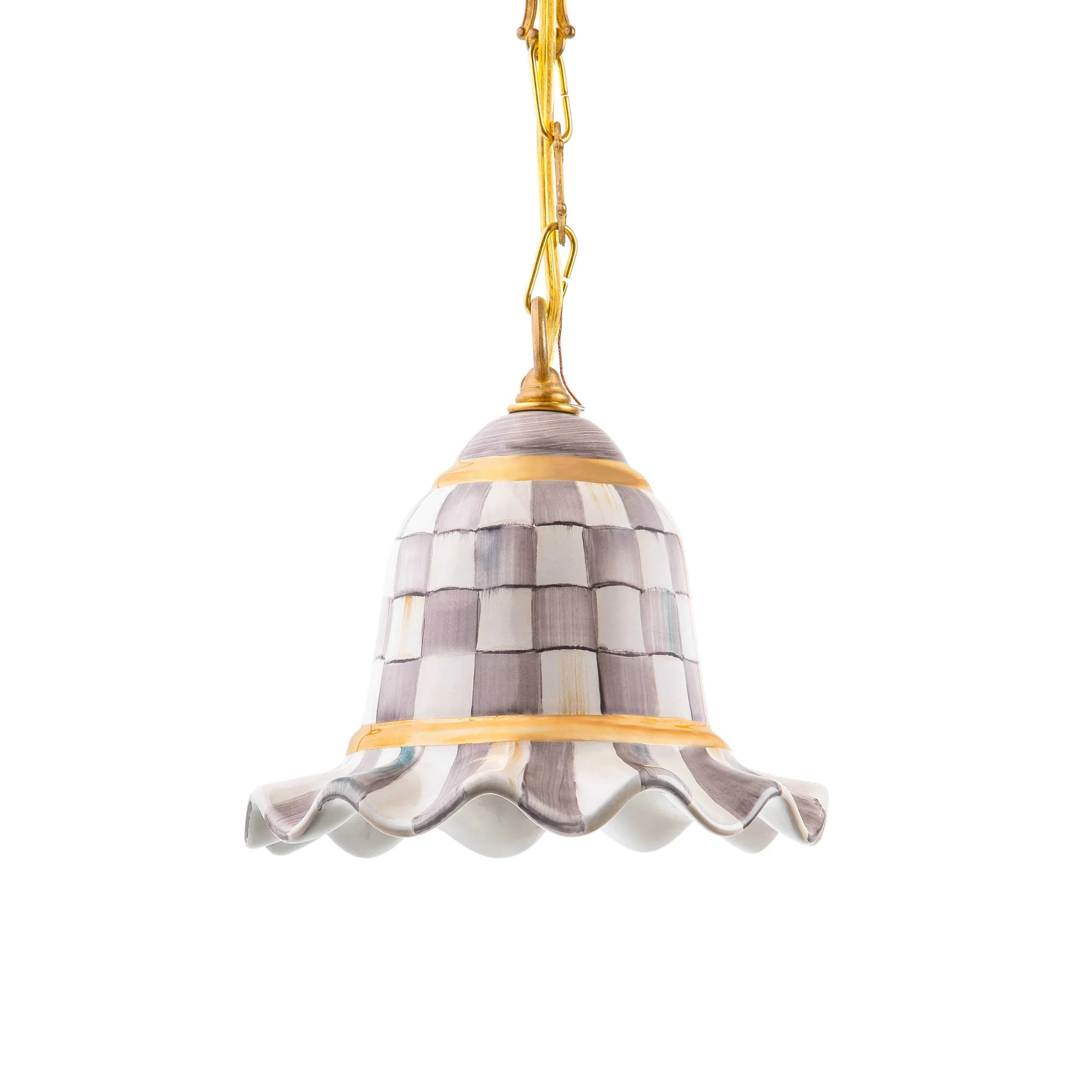 MacKenzie-Childs Sterling Check Small Ceramic Pendant Lamp| Lighting