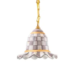 MacKenzie-Childs Sterling Check Small Ceramic Pendant Lamp| Lighting