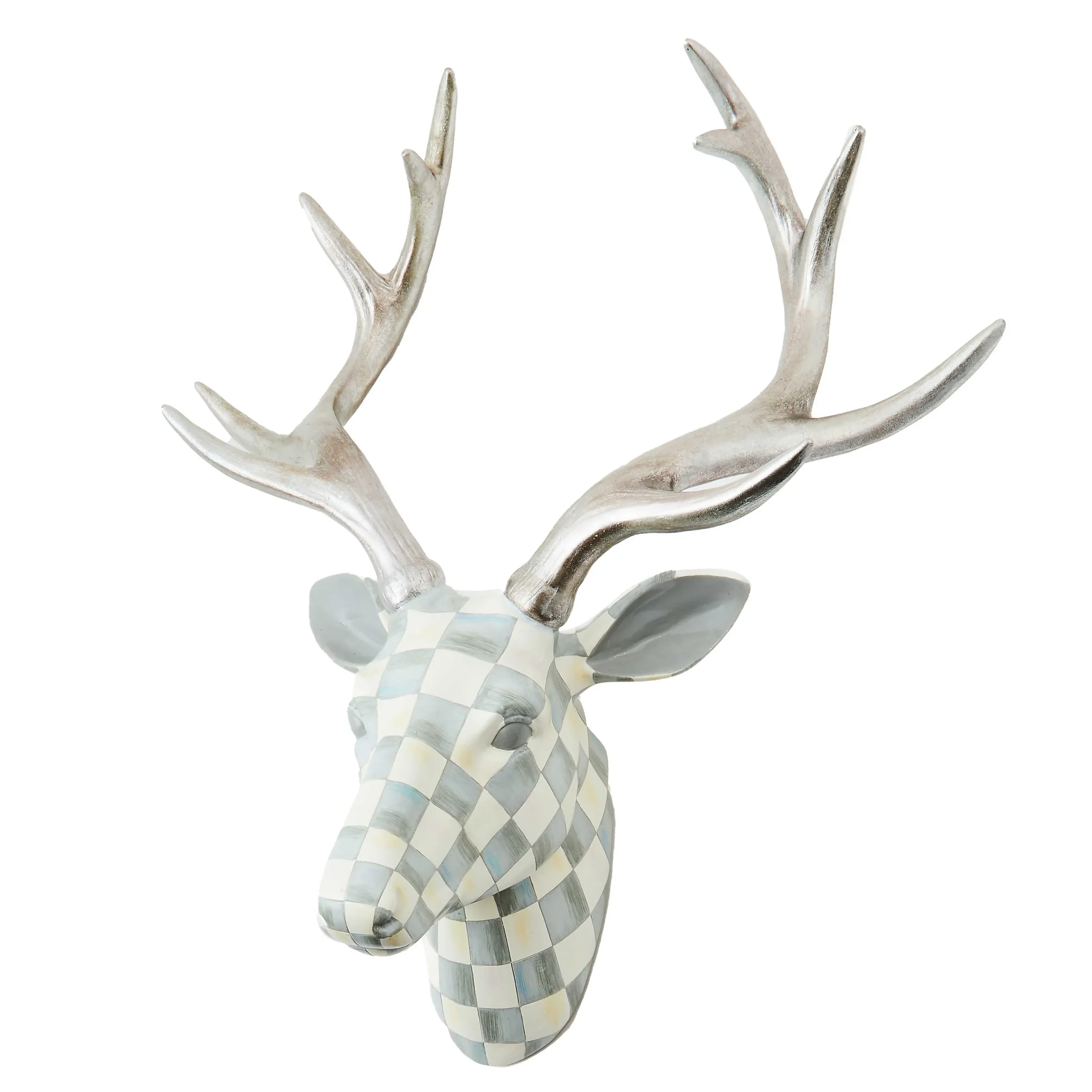MacKenzie-Childs Sterling Check Small Deer Head Wall Decor| Room Accents