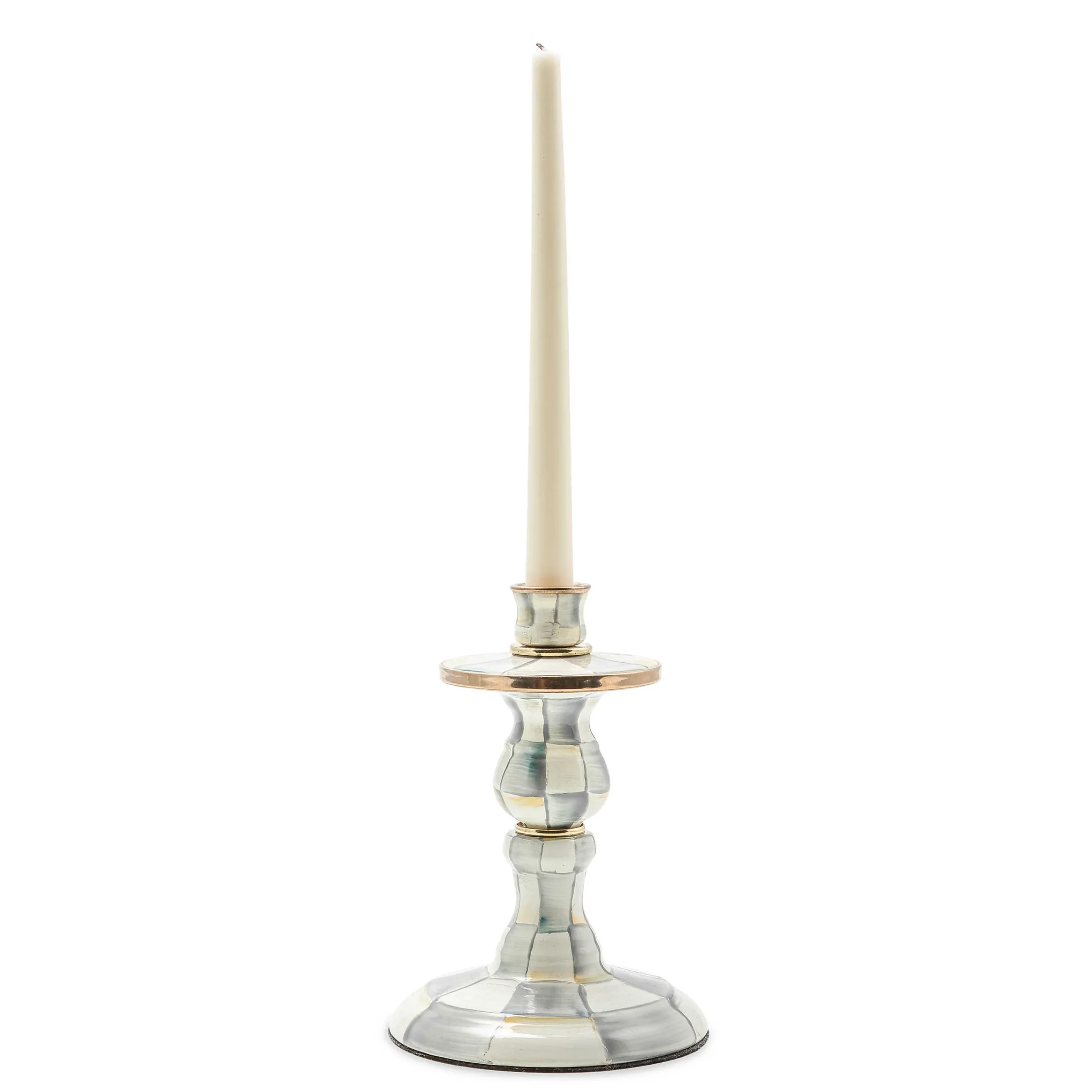 MacKenzie-Childs Sterling Check Small Enamel Candlestick| Candles & Fragrances