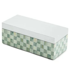MacKenzie-Childs Sterling Check Small Lacquer Decorative Box with Hinged Lid| Room Accents