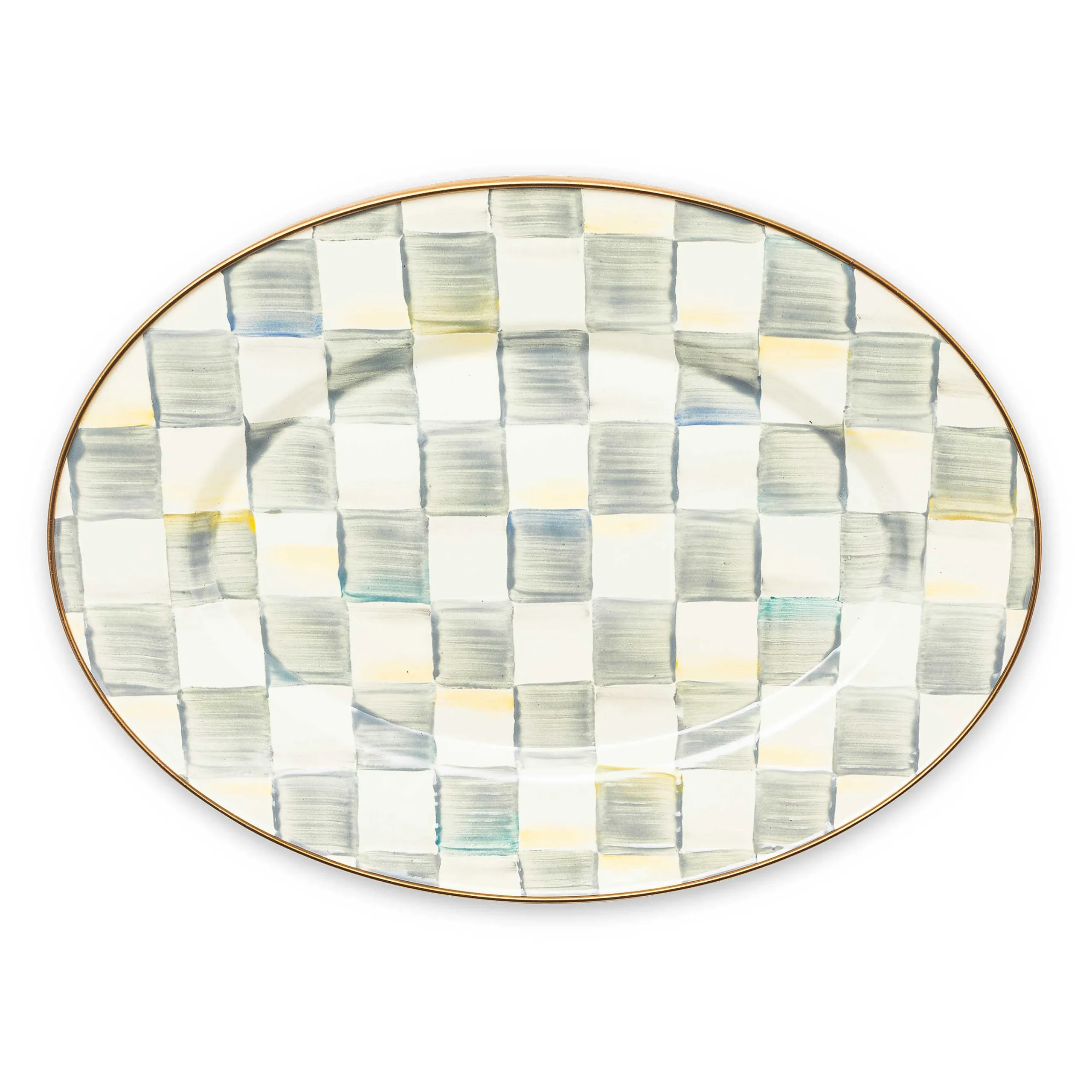 MacKenzie-Childs Sterling Check Small Oval Platter| Bar Entertaining|Serveware