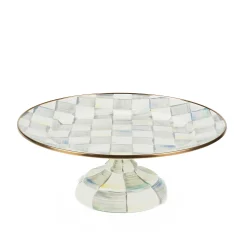 MacKenzie-Childs Sterling Check Small Pedestal Platter| Serveware