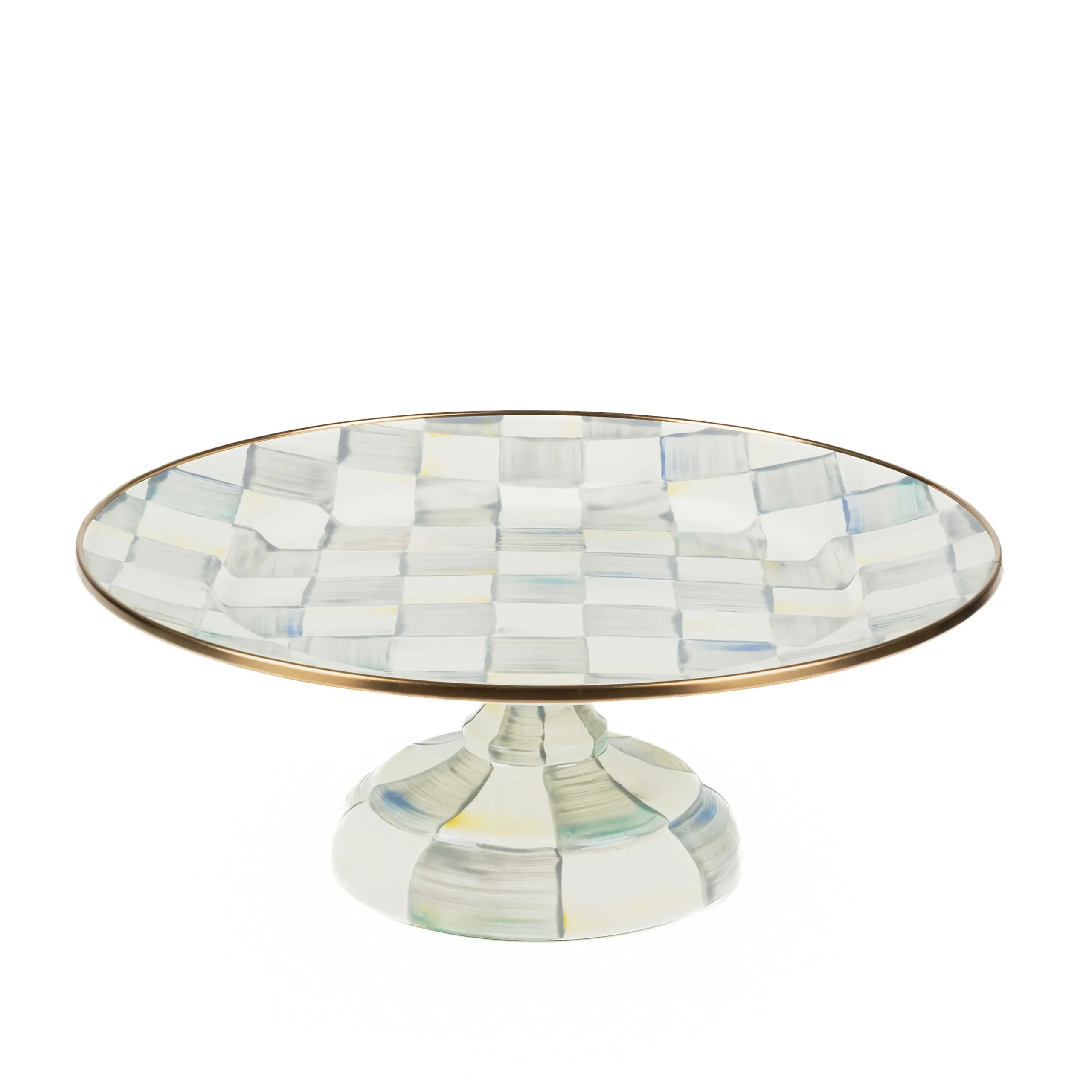 MacKenzie-Childs Sterling Check Small Pedestal Platter| Serveware