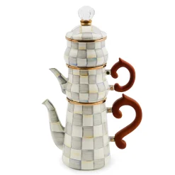 MacKenzie-Childs Sterling Check Stackable Coffee Set| The Coffee Shop|Fall Entertaining