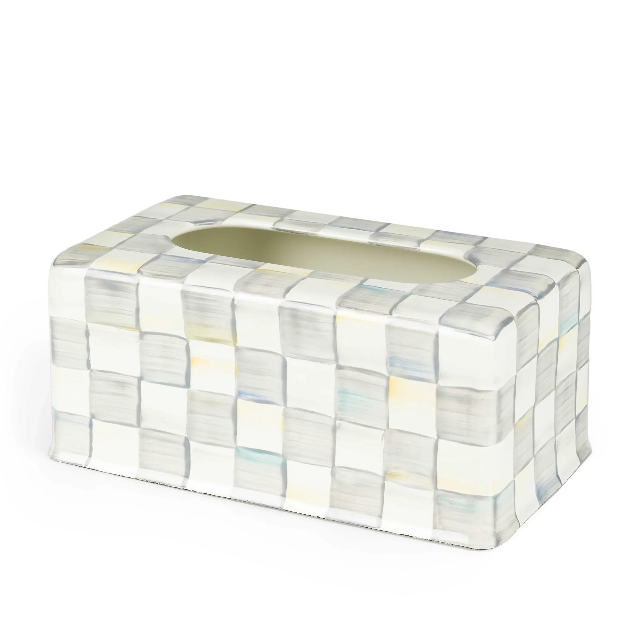 MacKenzie-Childs Sterling Check Standard Tissue Box Cover| Bath & Bath Accessories|Room Accents
