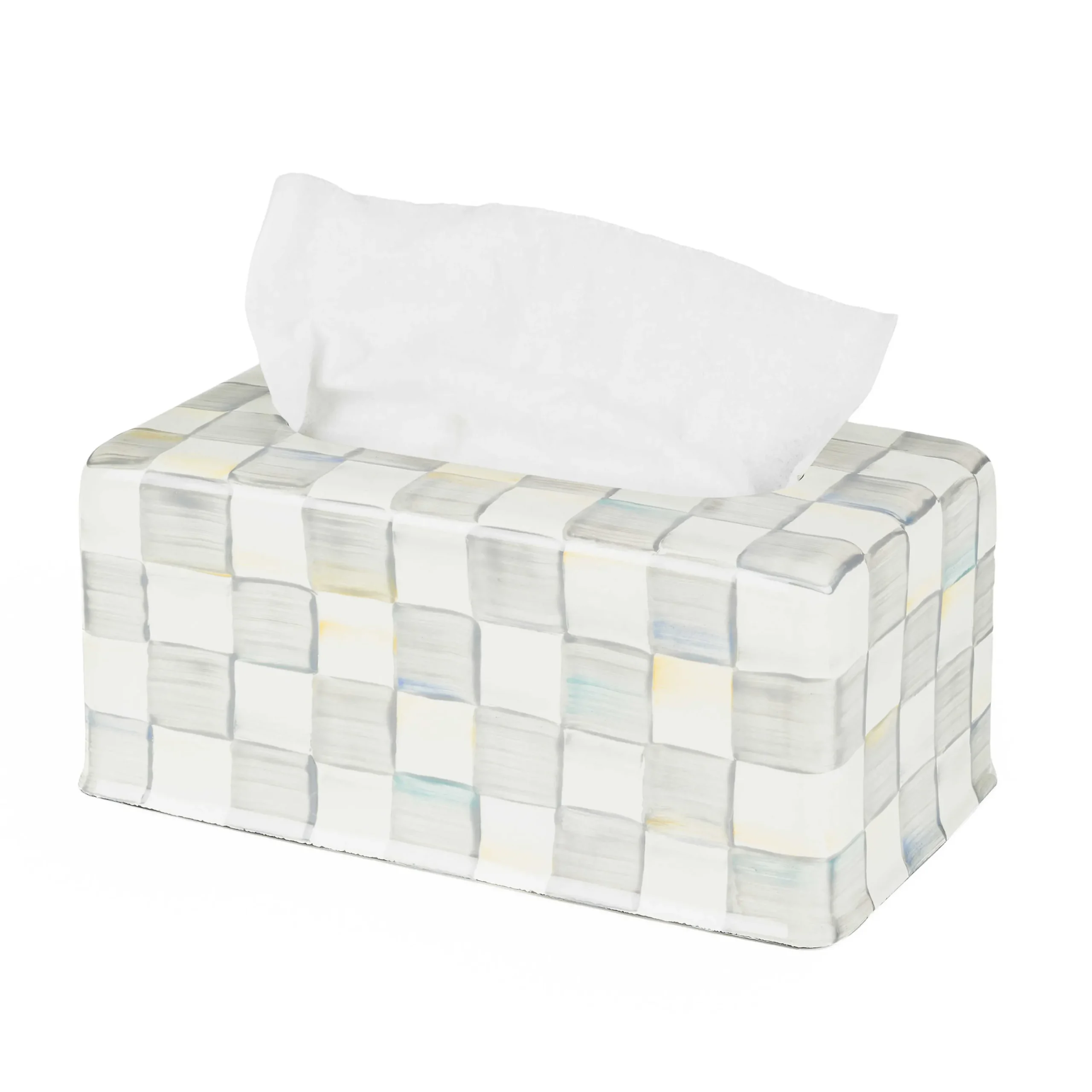 MacKenzie-Childs Sterling Check Standard Tissue Box Cover| Bath & Bath Accessories|Room Accents