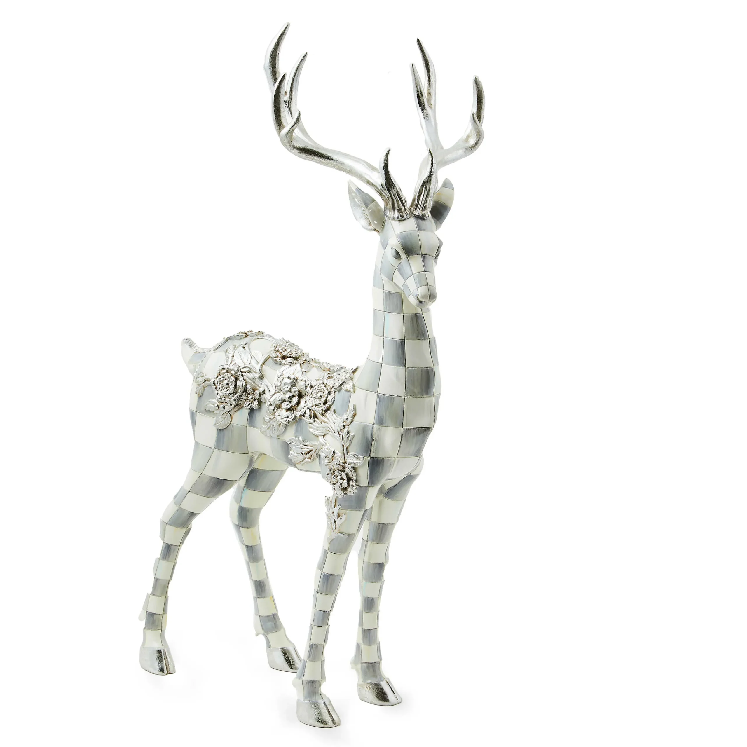 MacKenzie-Childs Sterling Check Standing Silver Garland Deer| Holiday|Room Accents