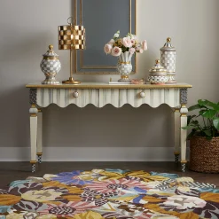 MacKenzie-Childs Sterling Check  Stripe Console Table| Storage Furniture|Living Room
