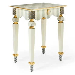 MacKenzie-Childs Sterling Check Stripe Side Table| Living Room