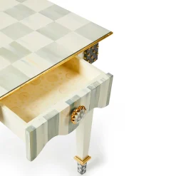 MacKenzie-Childs Sterling Check Stripe Side Table| Living Room