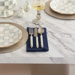 MacKenzie-Childs Sterling Check Supper Club 3-Piece Place Setting| Fall Entertaining|Dinnerware & Flatware