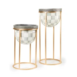 MacKenzie-Childs Sterling Check Tall Plant Stand| Outdoor|Room Accents
