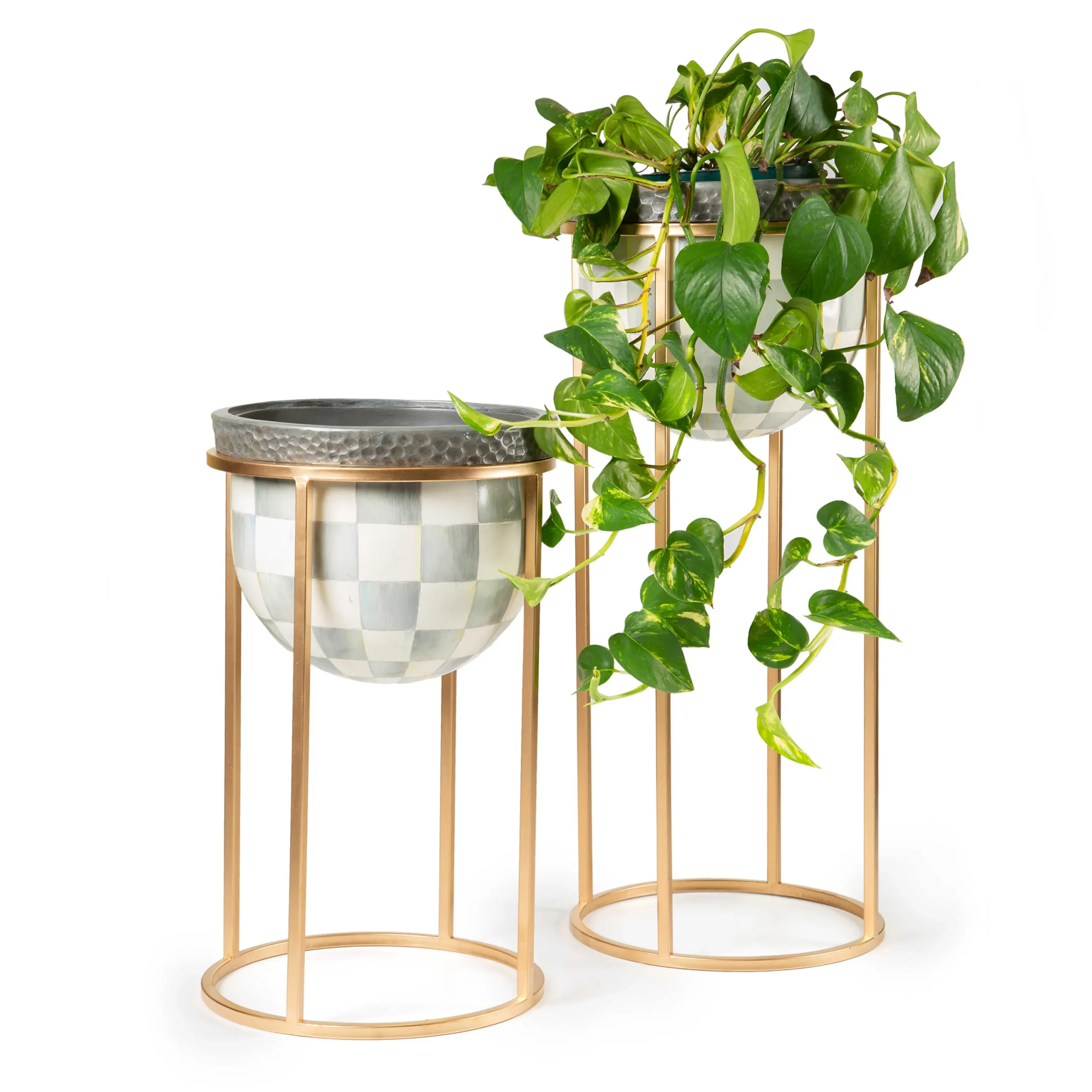 MacKenzie-Childs Sterling Check Tall Plant Stand| Outdoor|Room Accents