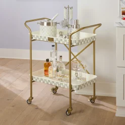 MacKenzie-Childs Sterling Check 2-Tier Kitchen Cart| Dining Room & Kitchen|Bar Entertaining