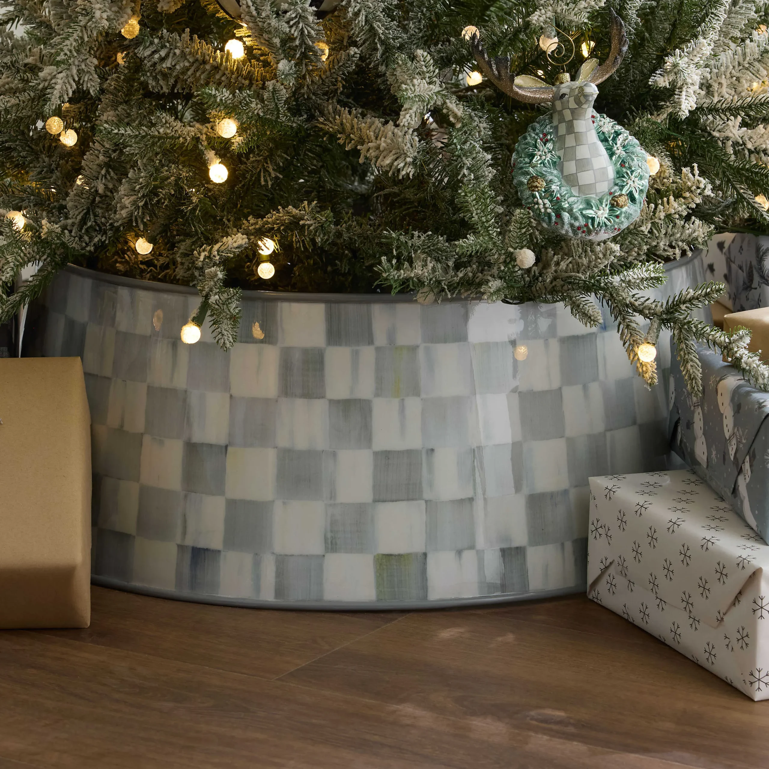 MacKenzie-Childs Sterling Check Tree Collar| Holiday|Room Accents
