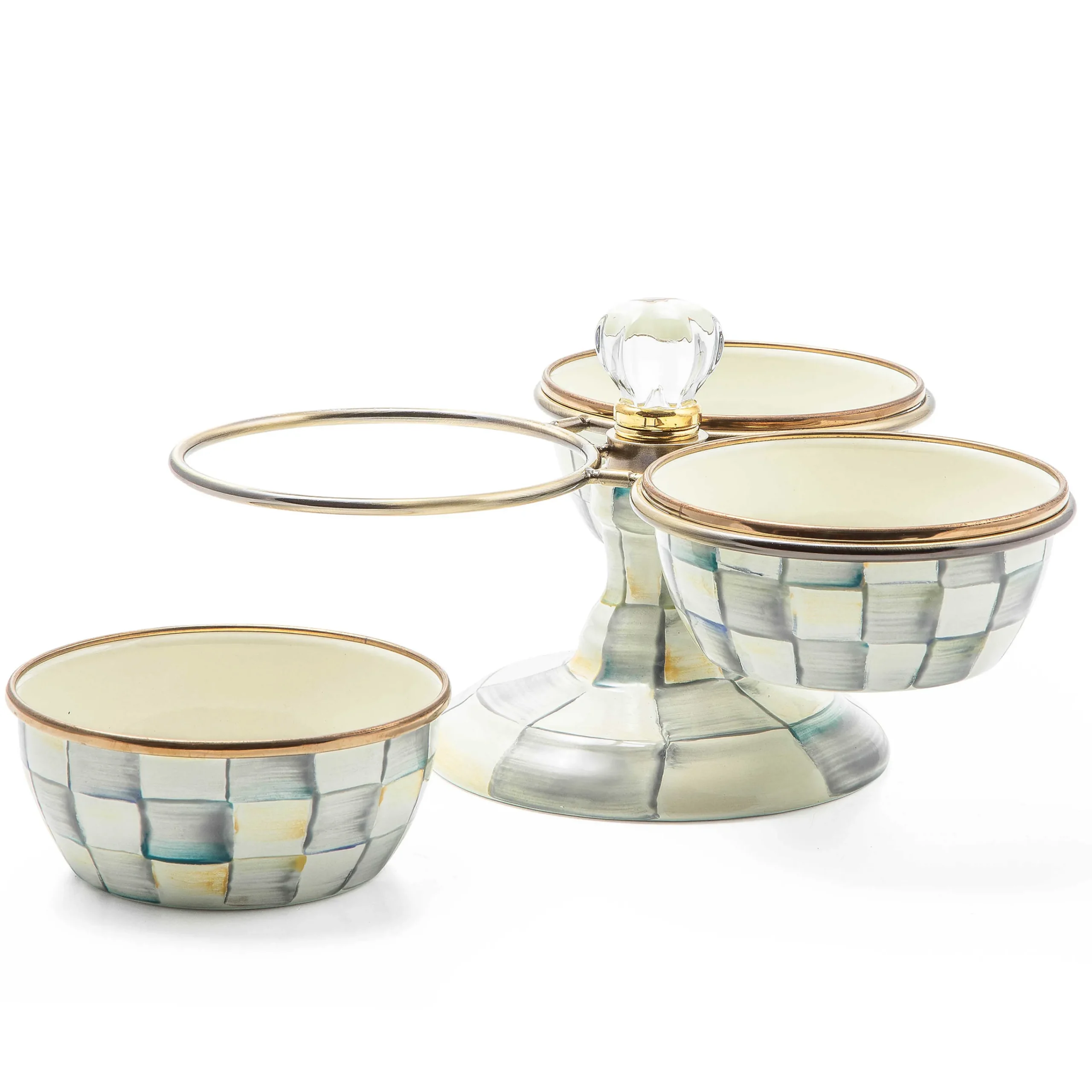 MacKenzie-Childs Sterling Check Triplicity| Bar Entertaining|Serveware