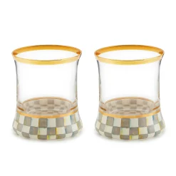MacKenzie-Childs Sterling Check Tumbler Glass, Set of 2| Kitchen & Dining Sets|Fall Entertaining