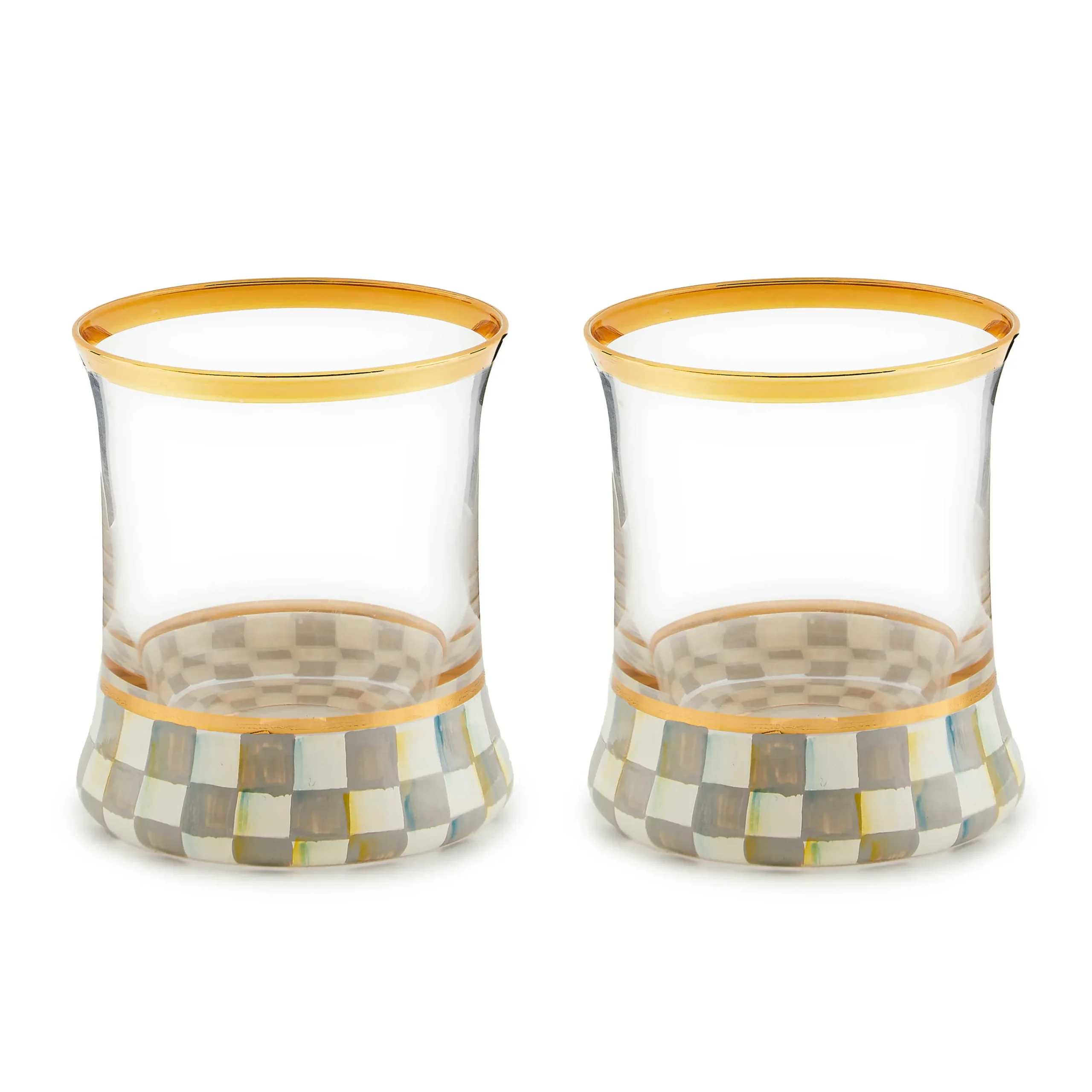 MacKenzie-Childs Sterling Check Tumbler Glass, Set of 2| Kitchen & Dining Sets|Fall Entertaining