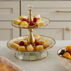 MacKenzie-Childs Sterling Check Two Tier Sweet Stand| Fall Entertaining|Serveware