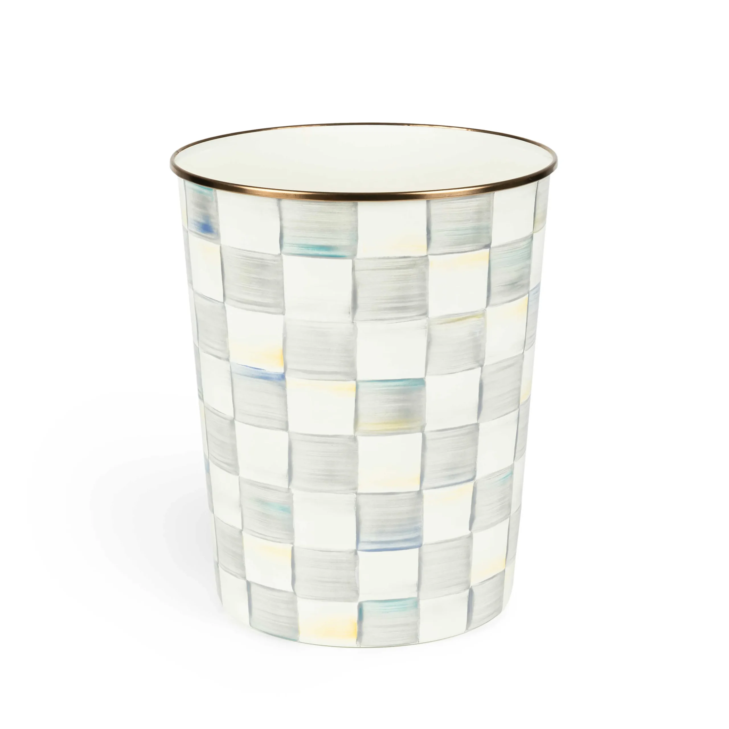 MacKenzie-Childs Sterling Check Waste Bin| Bath & Bath Accessories|Room Accents