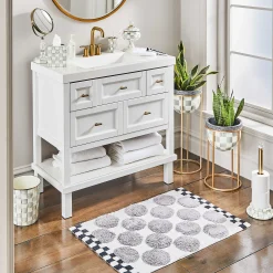 MacKenzie-Childs Sterling Check Waste Bin| Bath & Bath Accessories|Room Accents