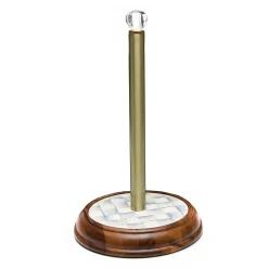 MacKenzie-Childs Sterling Check Wood Paper Towel Holder| Kitchen Storage & Organization