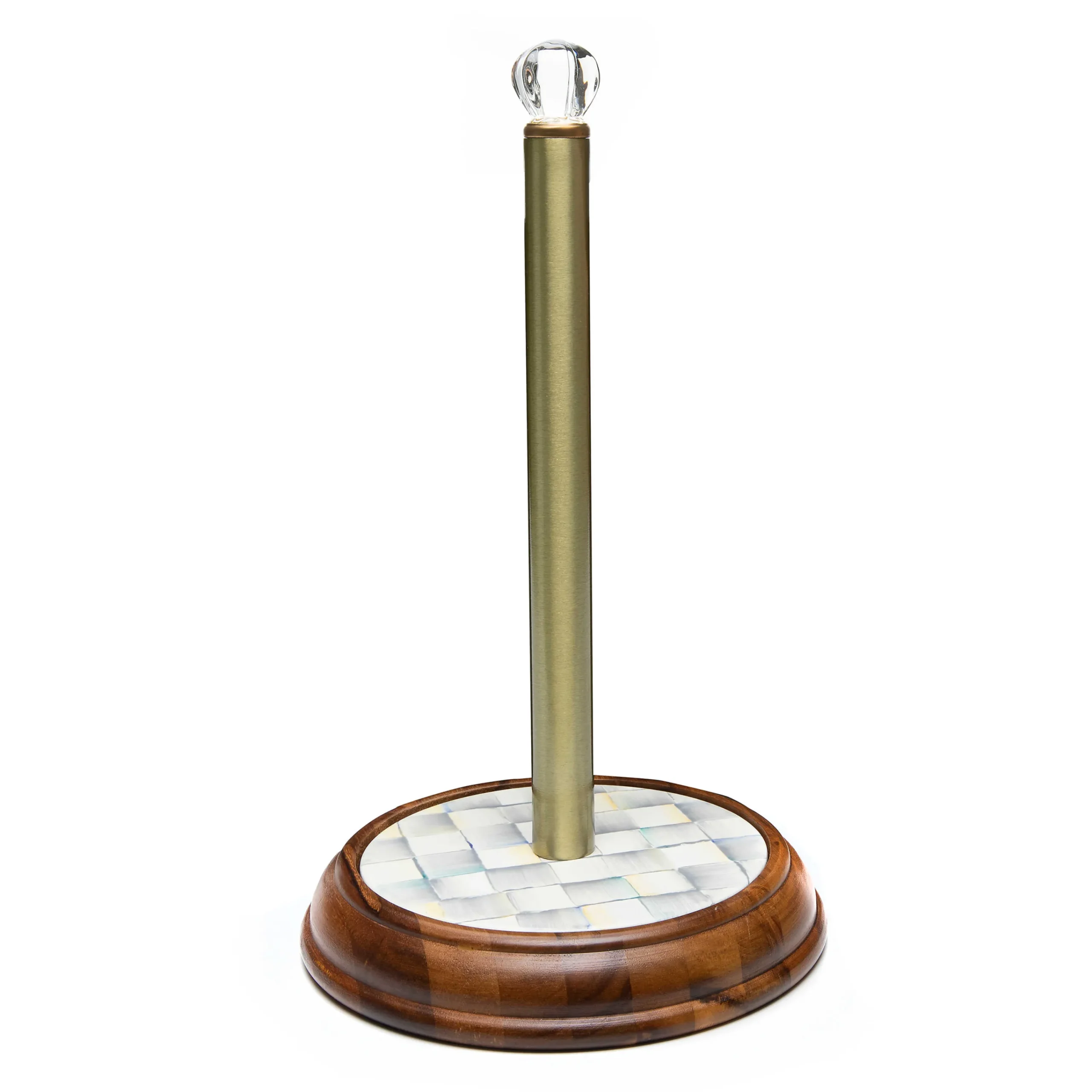 MacKenzie-Childs Sterling Check Wood Paper Towel Holder| Kitchen Storage & Organization