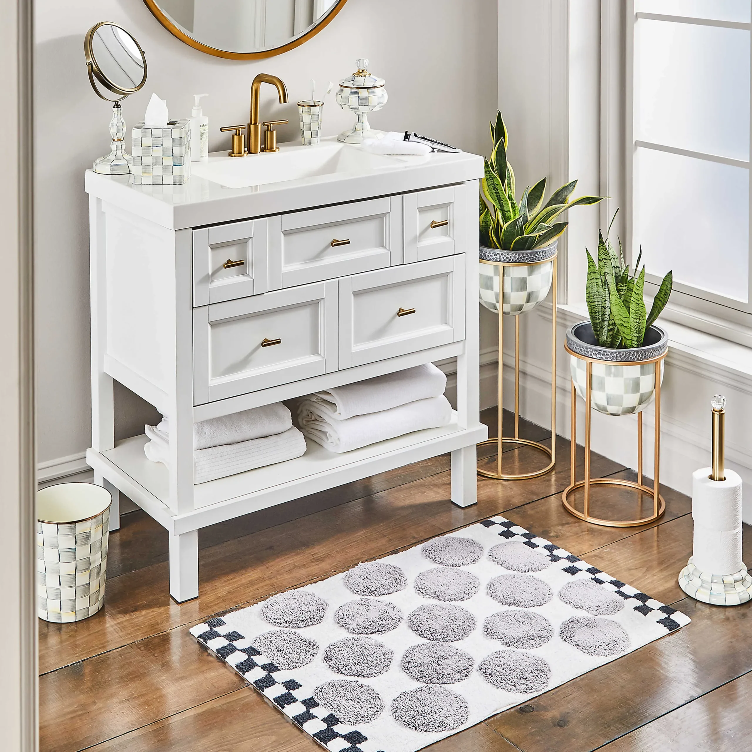 MacKenzie-Childs Sterling Dot Bath Rug| Rugs|Bath & Bath Accessories