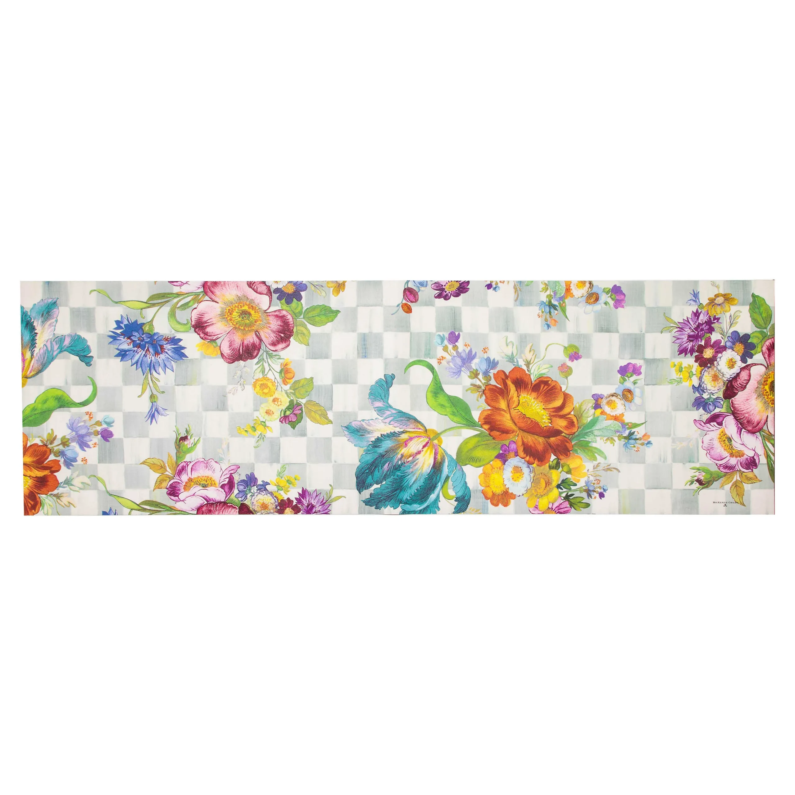 MacKenzie-Childs Sterling Flower Market Floor Mat - 2'6 x 8' Runner| Rugs
