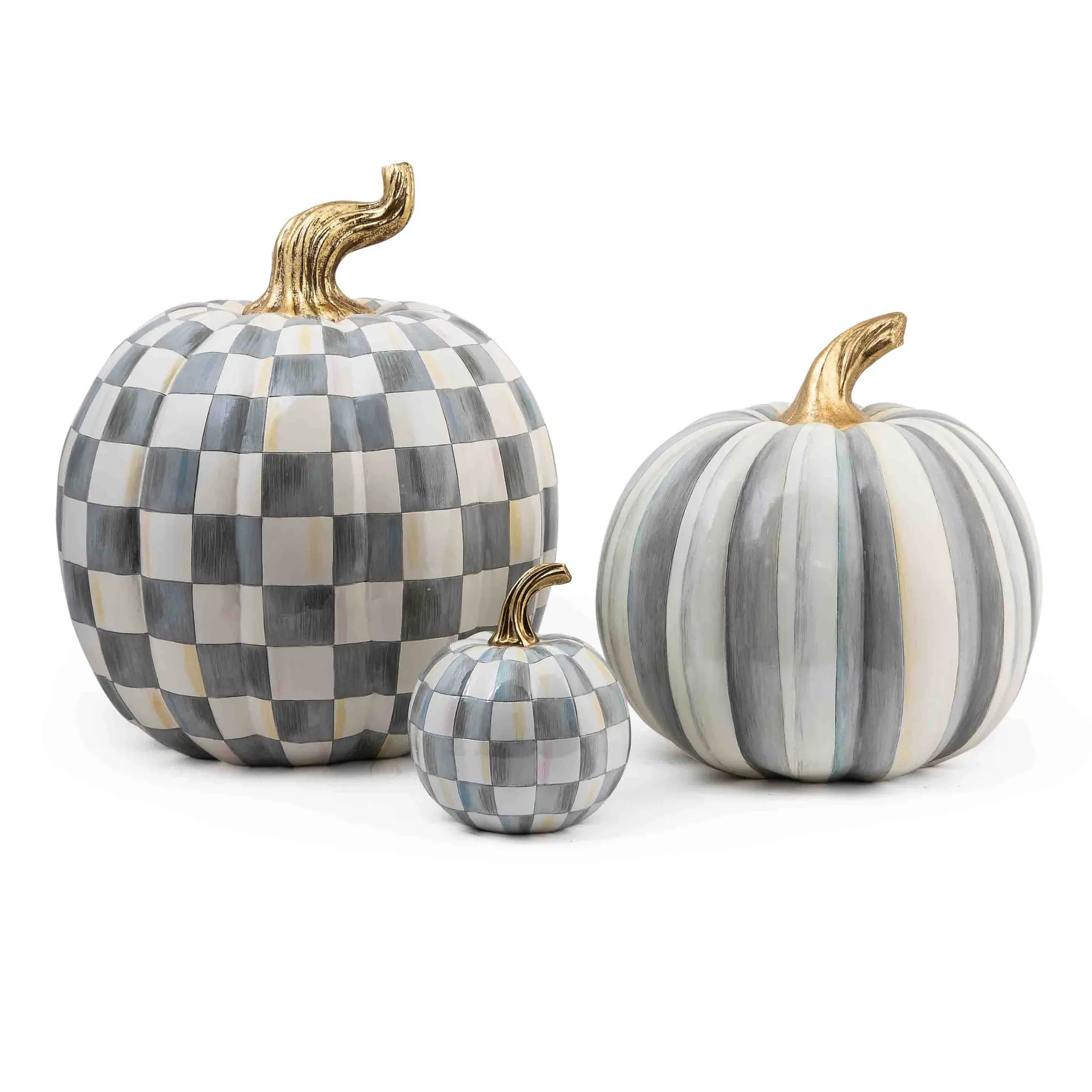 MacKenzie-Childs Sterling Stripe Medium Pumpkin| Pumpkins|The Halloween Shop