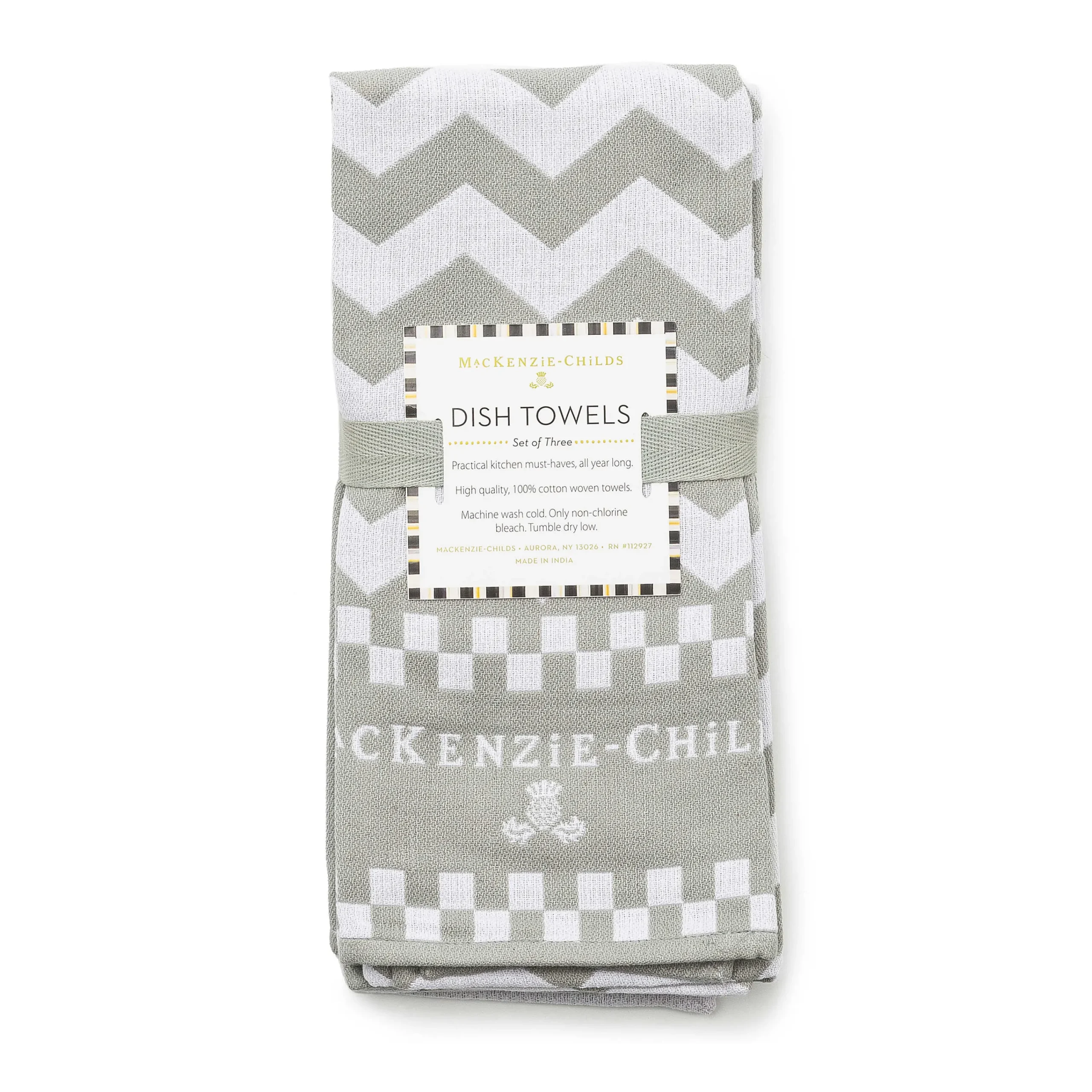 MacKenzie-Childs Sterling Zig Zag Dish Towels, Set of 3| Kitchen & Table Linens