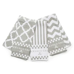 MacKenzie-Childs Sterling Zig Zag Dish Towels, Set of 3| Kitchen & Table Linens