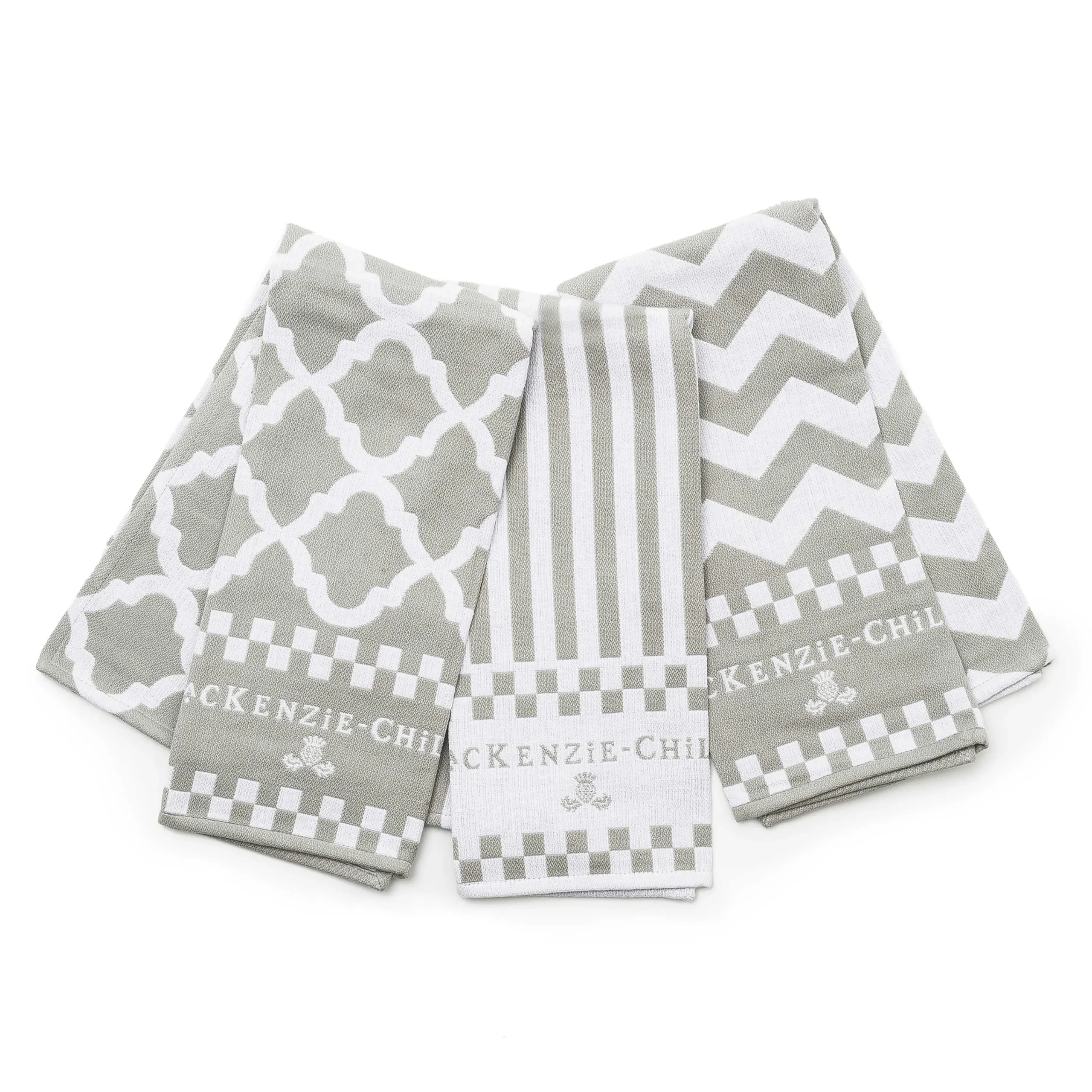 MacKenzie-Childs Sterling Zig Zag Dish Towels, Set of 3| Kitchen & Table Linens