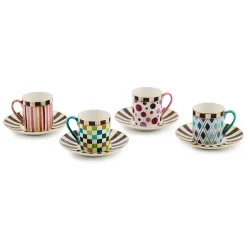 MacKenzie-Childs Sweetheart Espresso Cup Saucer, Set of 4| Kitchen & Dining Sets|The Coffee Shop