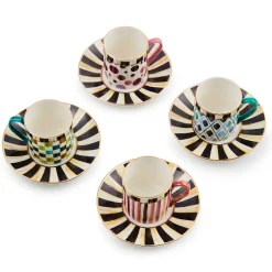 MacKenzie-Childs Sweetheart Espresso Cup  Saucer, Set of 4| Kitchen & Dining Sets|The Coffee Shop