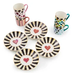 MacKenzie-Childs Sweetheart Espresso Cup  Saucer, Set of 4| Kitchen & Dining Sets|The Coffee Shop