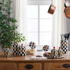 MacKenzie-Childs Sweets Jar with Courtly Check Enamel Lid| Kitchen Storage & Organization