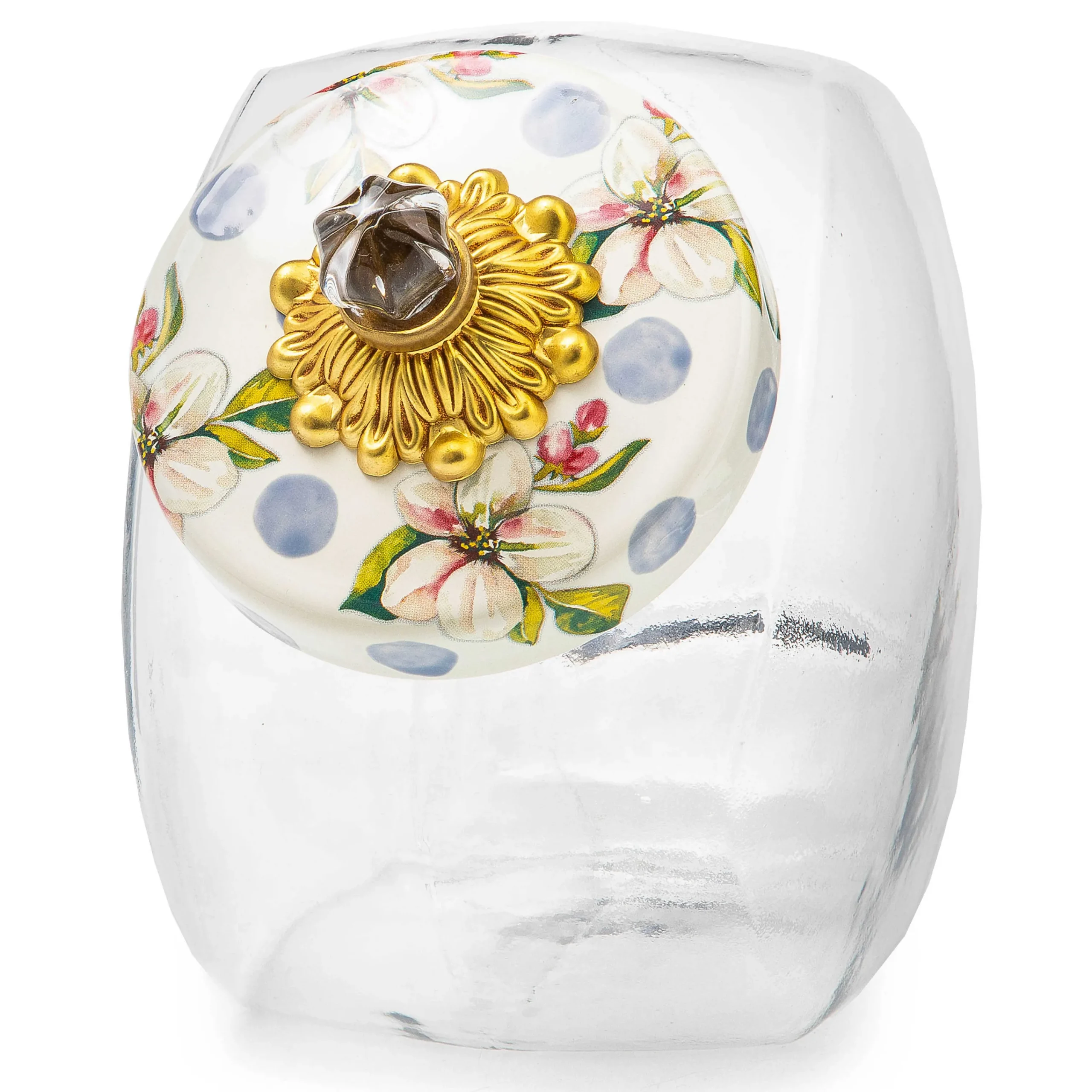MacKenzie-Childs Sweets Jar with Wildflowers Blue Lid| Kitchen Storage & Organization