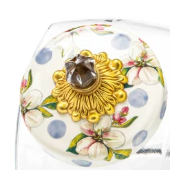 MacKenzie-Childs Sweets Jar with Wildflowers Blue Lid| Kitchen Storage & Organization
