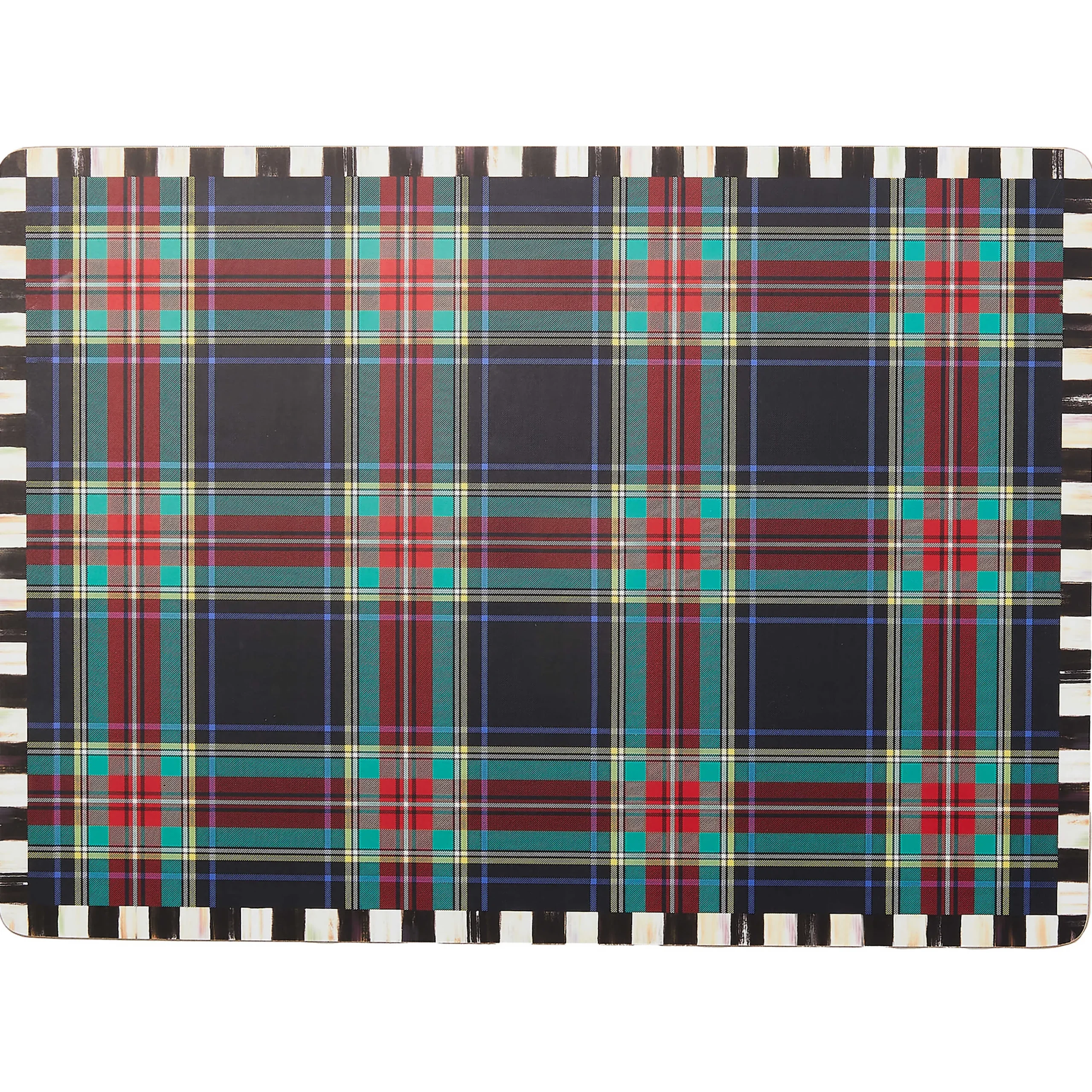 MacKenzie-Childs Tartan Black Cork Back Placemats, Set of 4| Kitchen & Dining Sets|Table Accessories