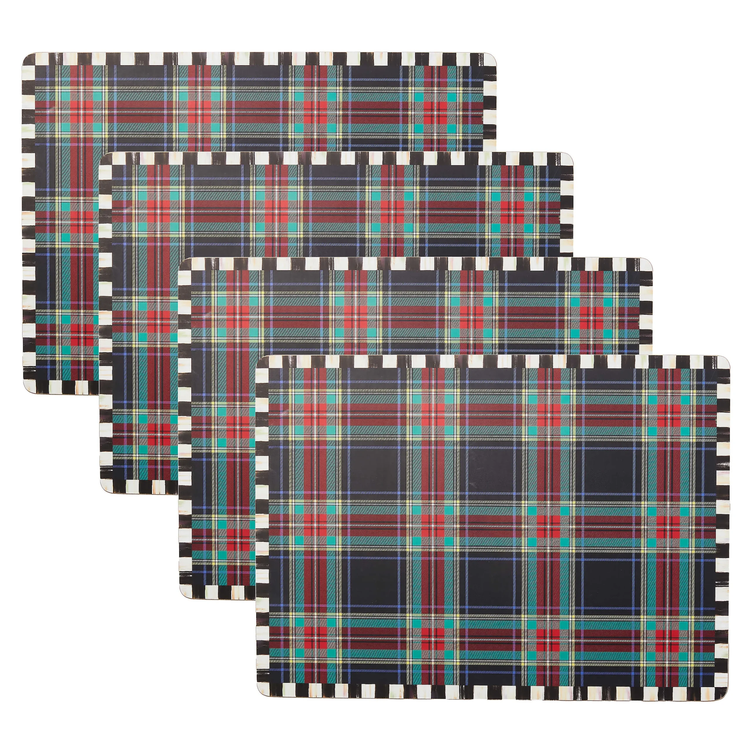 MacKenzie-Childs Tartan Black Cork Back Placemats, Set of 4| Kitchen & Dining Sets|Table Accessories