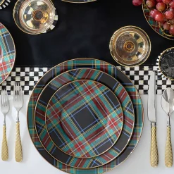 MacKenzie-Childs Tartan Black Dinner Plate| Dinnerware & Flatware