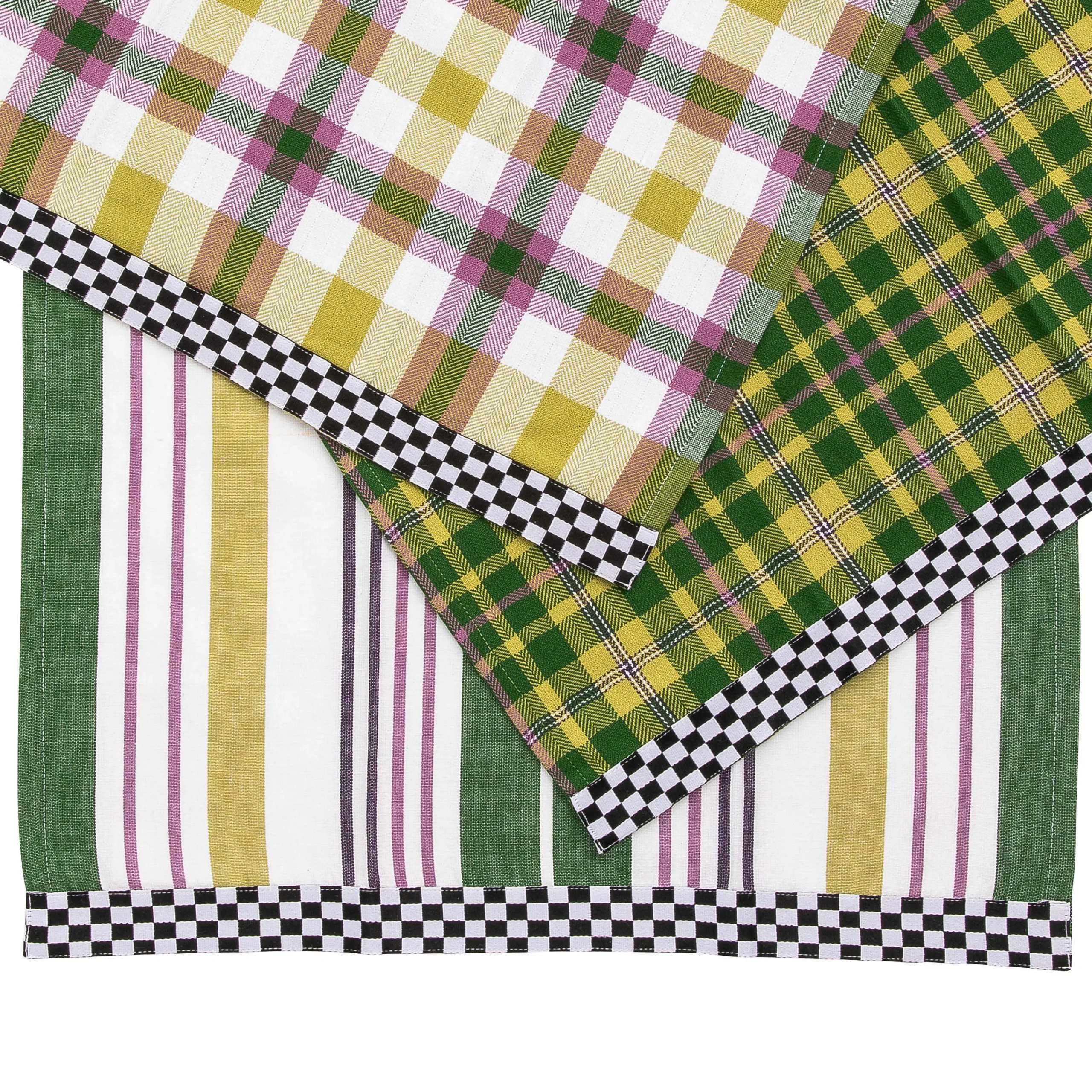 MacKenzie-Childs Tartan Check Assorted Woven Dish Towels, Set of 3| Holiday|Kitchen & Table Linens