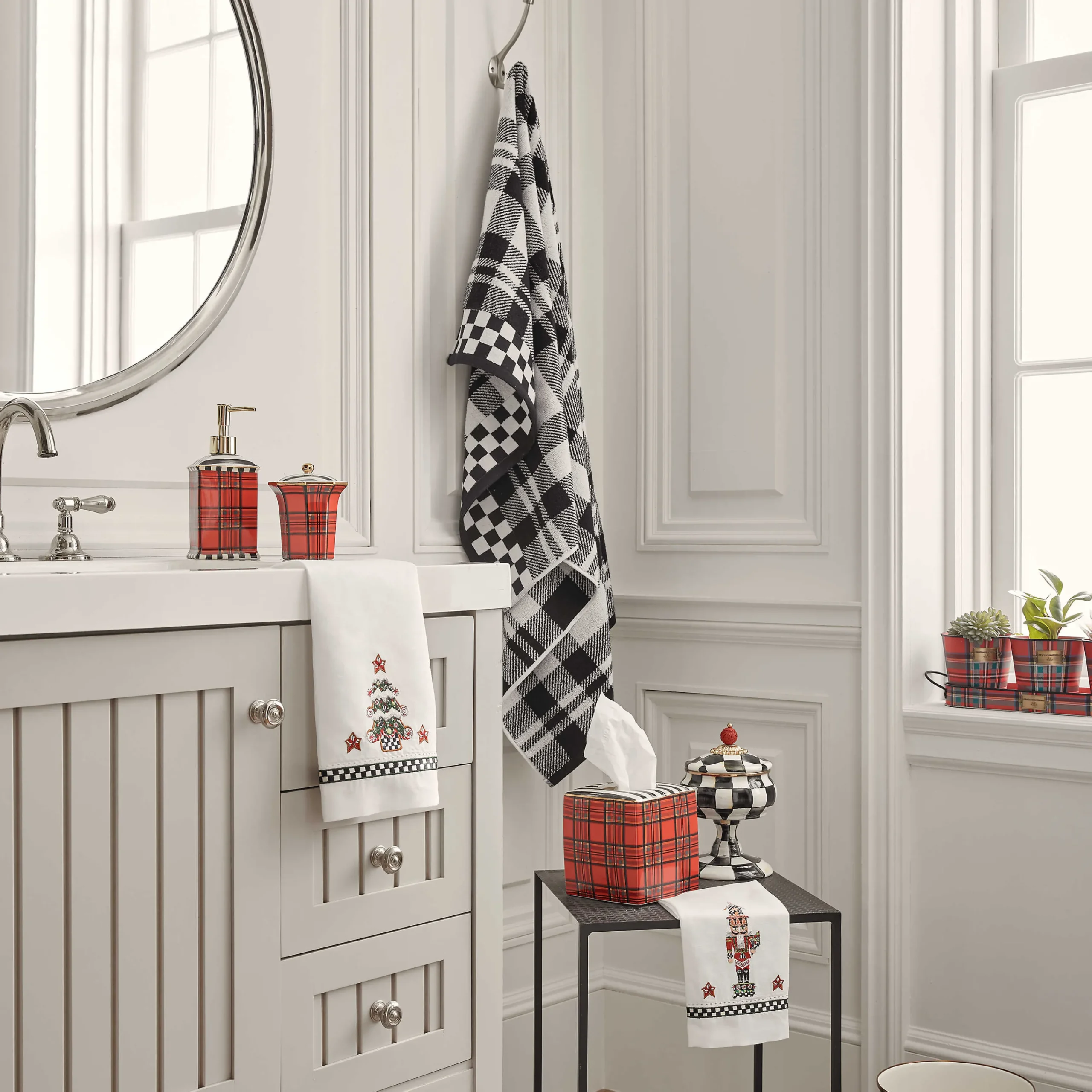 MacKenzie-Childs Tartan Red Soap Pump| Holiday|Bath & Bath Accessories