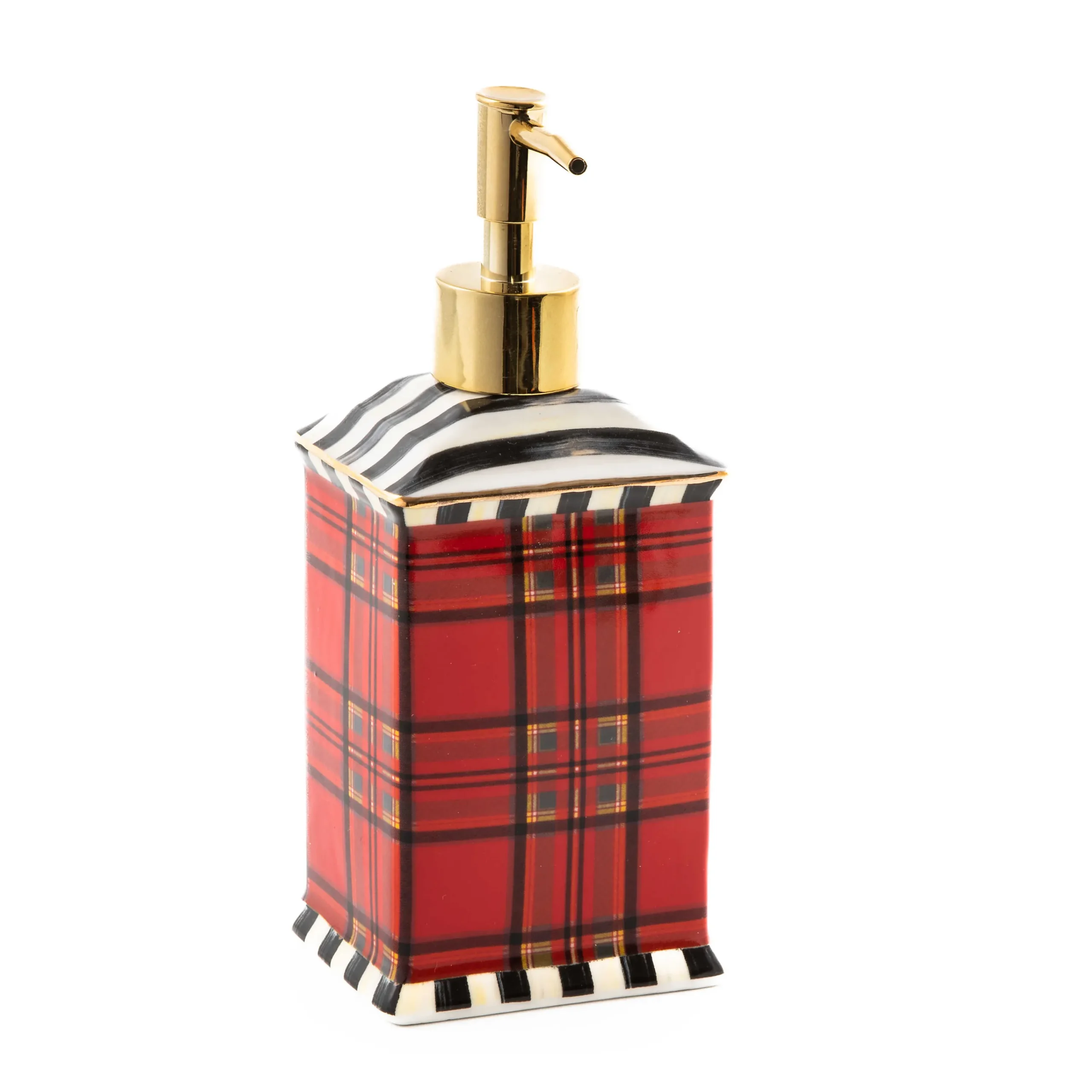 MacKenzie-Childs Tartan Red Soap Pump| Holiday|Bath & Bath Accessories